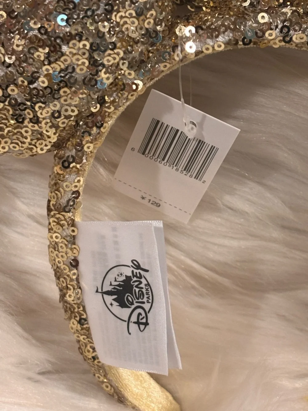 Shanghai Disney Resort Gold Sequins Bow Disney Minnie Mouse Ears Headband